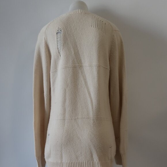 Women Helmut Lang Ivory V-Neck Wool Yak Hair Cashmere Chunky Cardigan Sweater S - Picture 7 of 16